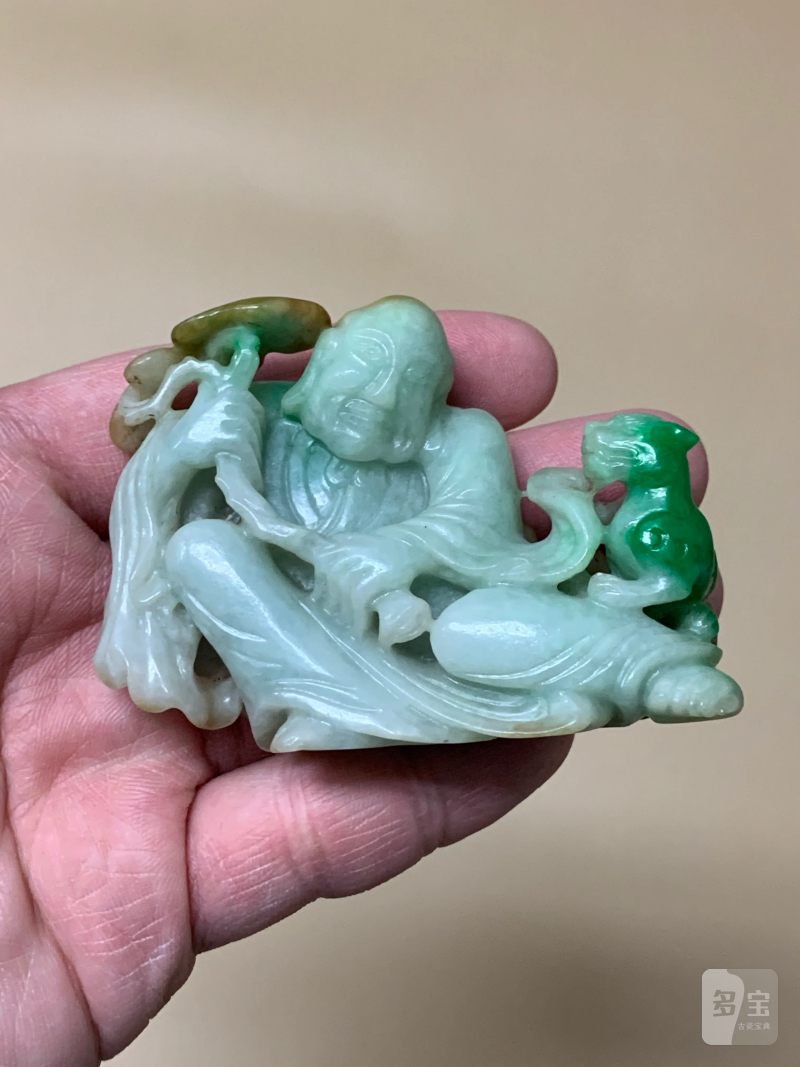 清 翡翠如意罗汉摆件 - 图2